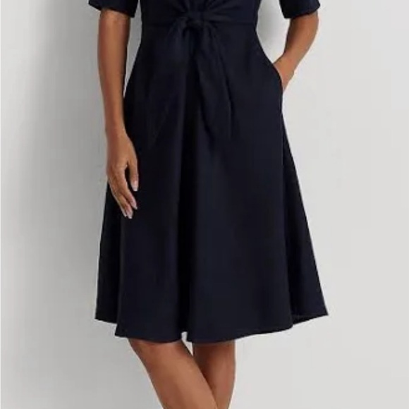 Blue Tie Front Shirt Dress - Picture 10 of 10